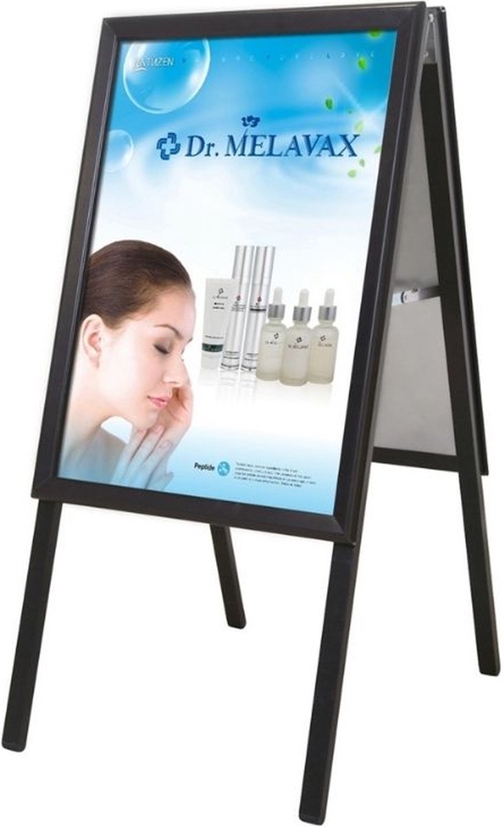 Stoepbord extra stevig A2 32mm Zwart | Aluminium | 91cm x 46,3cm x 70cm (H x B x D) | Zwart | 100% waterdicht